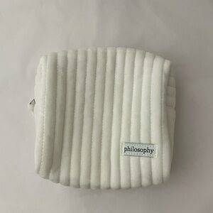 Fuzzy white philosophy cosmetics bag - empty never used